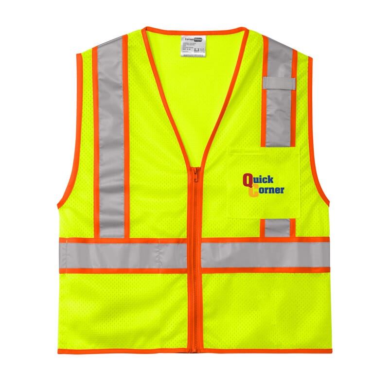 QuickCorner CornerStone ANSI 107 Class 2 Mesh Zippered Two-Tone Vest 