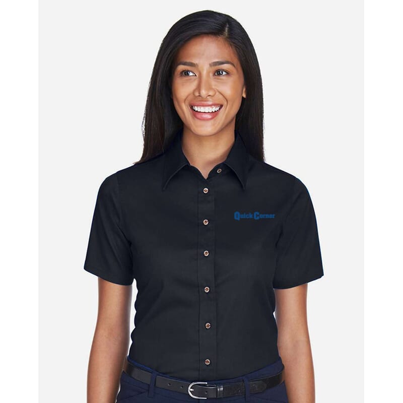 QuickCorner Ladies Easy Blend Short Sleeve Twill Dress Shirt with Stain-Release 